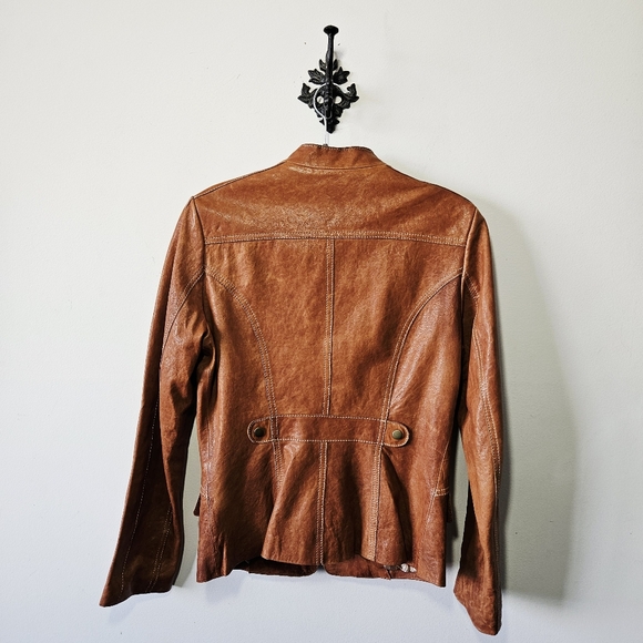 Danier Western Leather Jacket Size S Brown Victorian Steampunk - Picture 3 of 4